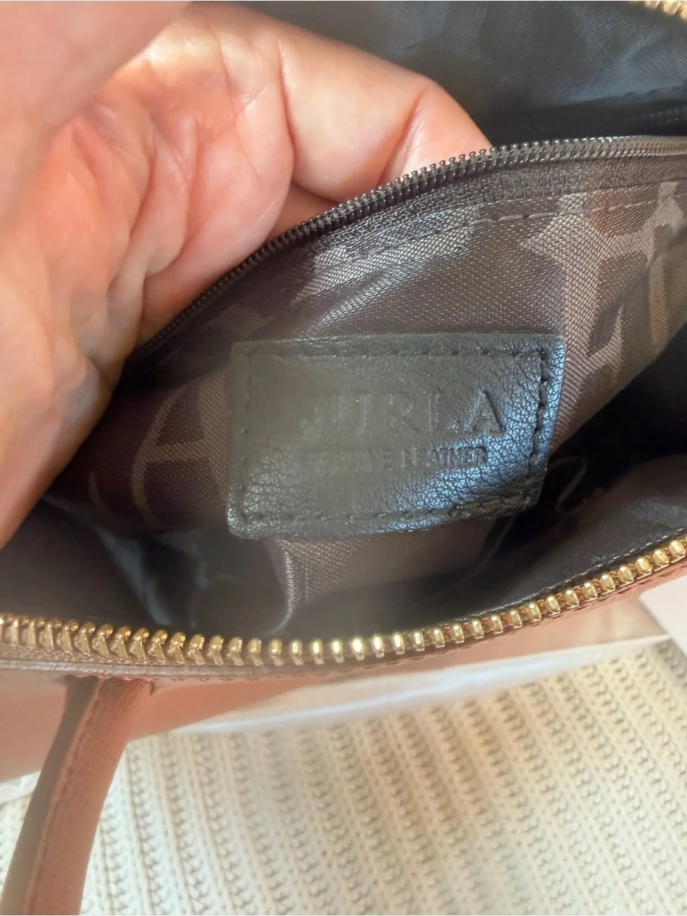 Furla Cognac Saffiano Leather Mini Satchel Linda tote